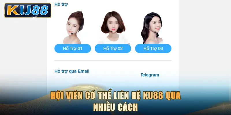 Hội viên có thể liên hệ KU88 qua nhiều cách